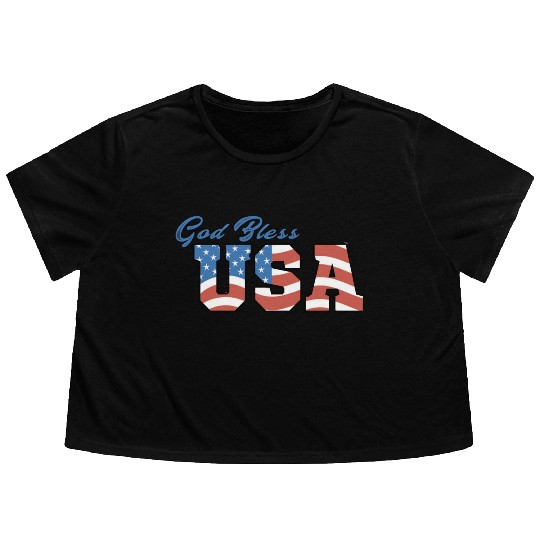 God Bless America Flowy Cropped Tees