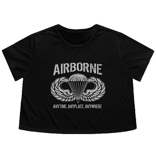 Army Airborne Paratrooper Flowy Cropped Tees