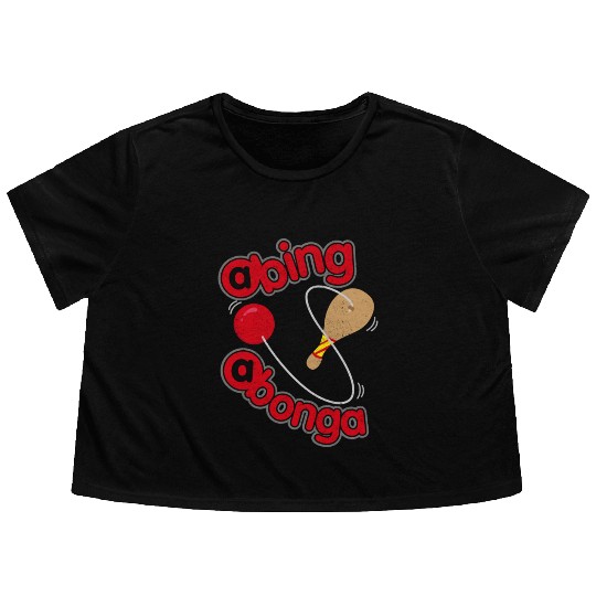 80s retro game Paddle and ball green Flowy Cropped Tees