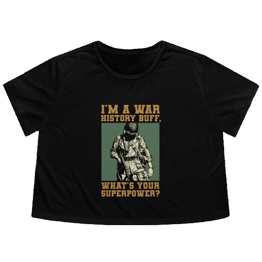 War History Buff - WW2 Enthusiast Flowy Cropped Tees