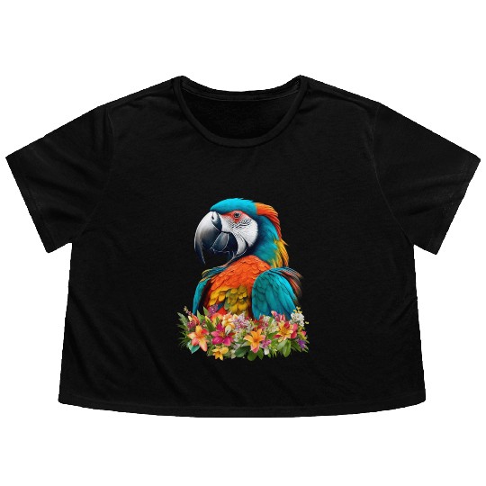 Beautiful Nature - Macaw 03 Flowy Cropped Tees