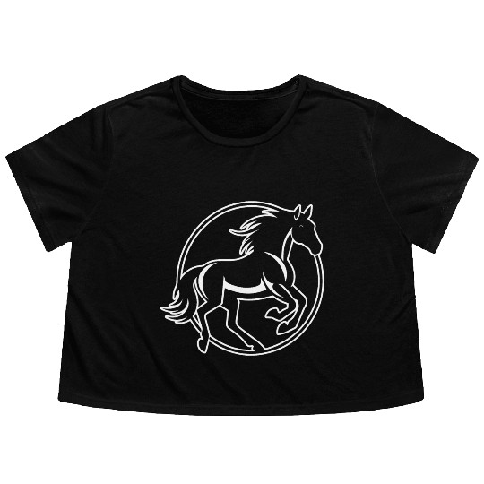 Horse Equine Pony Flowy Cropped Tees