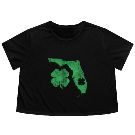 St Patrick's Day Fl Florida Shamrock Green Irish P Flowy Cropped Tees
