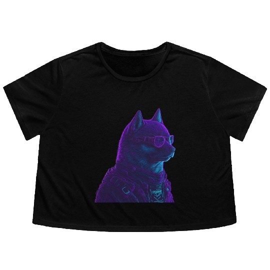 Neon Punk Dogedroid Flowy Cropped Tees