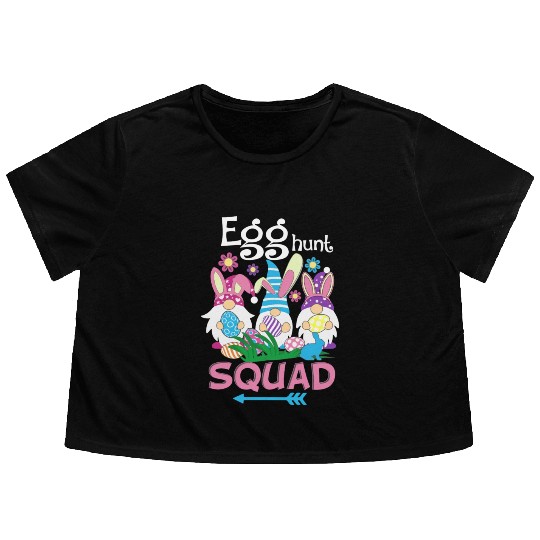 Egg Hunt Squad green Flowy Cropped Tees