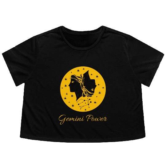 Gemini Power Zodiac Sign Flowy Cropped Tees