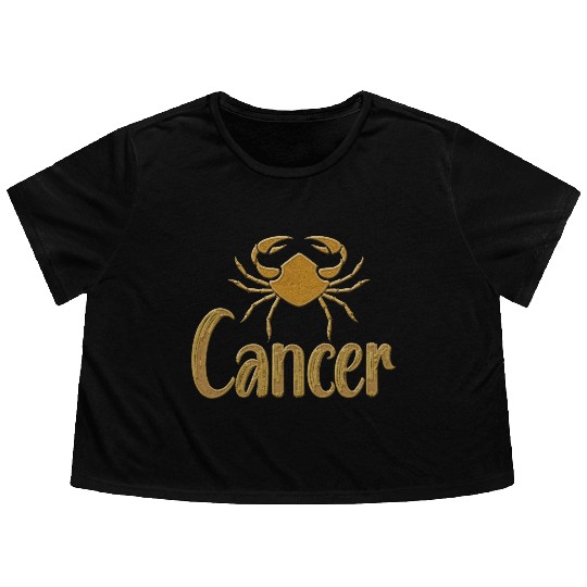 Cancer Zodiac Sign Flowy Cropped Tees
