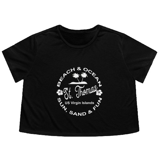 Tropical Beach Ocean St Thomas Us Island Flowy Cropped Tees