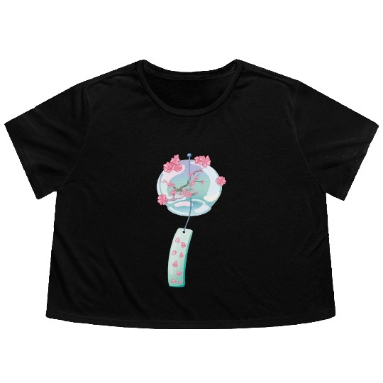 Sakura Wind Chime Flowy Cropped Tees