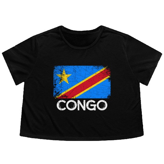 Congolese Flag Made In Congo Flowy Cropped Tees