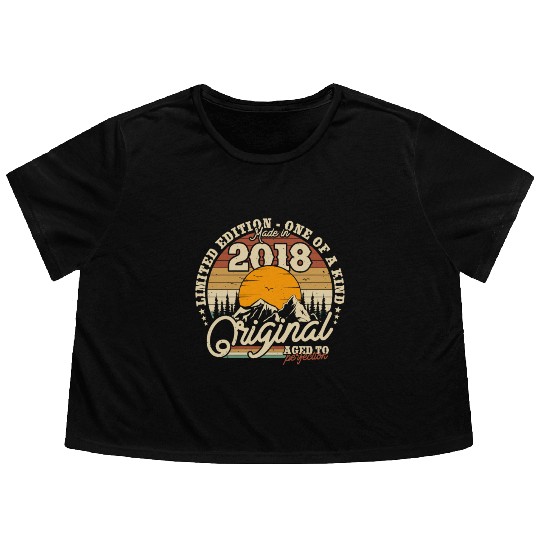 Vintage 2018 Birthday Gift Flowy Cropped Tees