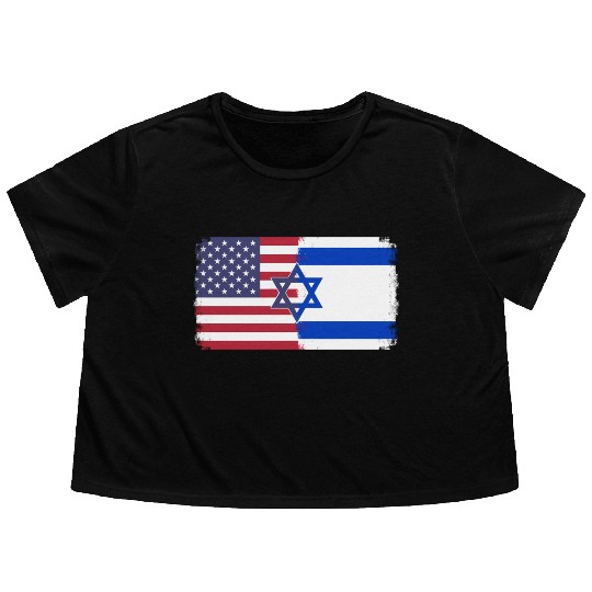 Israel Usa Flag Flowy Cropped Tees