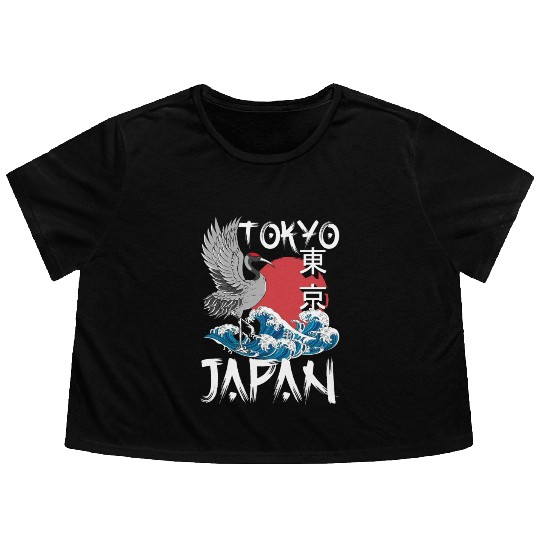 Japan Japanese Samurai Flowy Cropped Tees