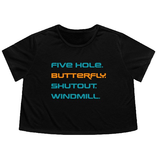 Five Hole Butterfly Shutout Windmill Flowy Cropped Tees