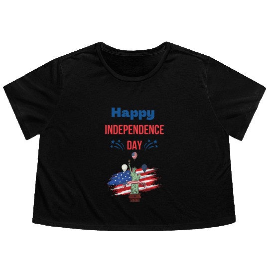 Happy independence day Flowy Cropped Tees
