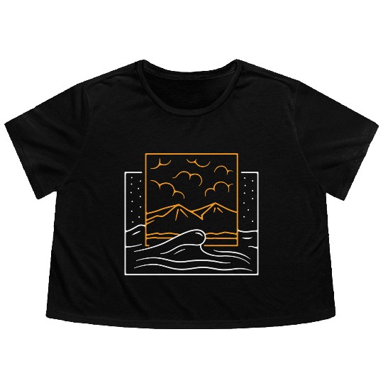 Mountain And Ocean Flowy Cropped Tees