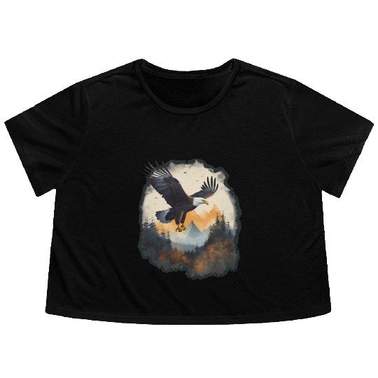 Adventure Design: Majestic Eagle Flowy Cropped Tees