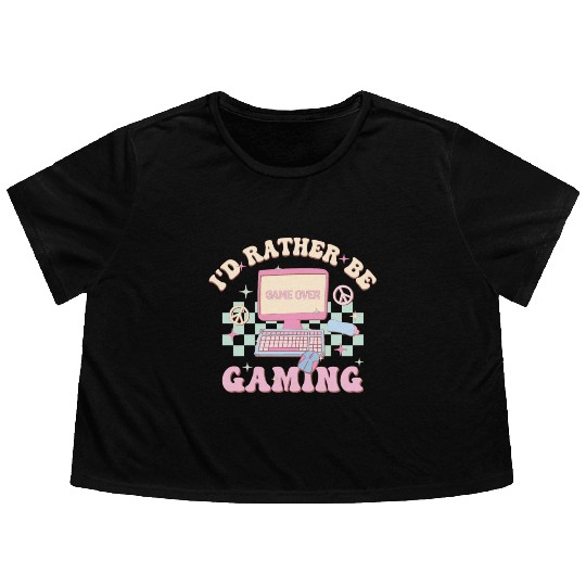 I'd Rather Be Gaming, Happy Game Day Flowy Cropped Tees