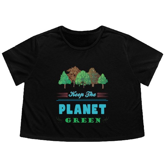 Earth Day Keep The Planet Green Flowy Cropped Tees