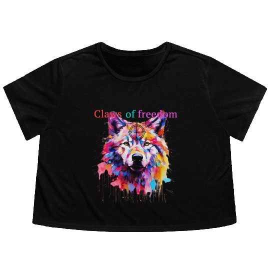Lone Wolf in Multicolor Flowy Cropped Tees