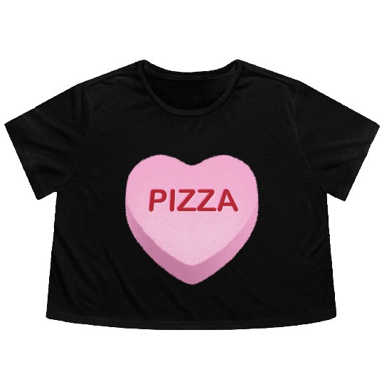 Pizza Candy Heart Flowy Cropped Tees