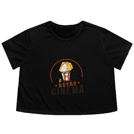 Retro Cinema Popcorn Flowy Cropped Tees