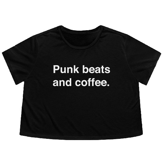 Punk beats and coffee 80s Copy Flowy Cropped Tees