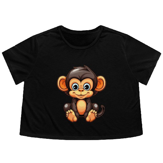 Cute Monkey for Kids for a Kid Flowy Cropped Tees