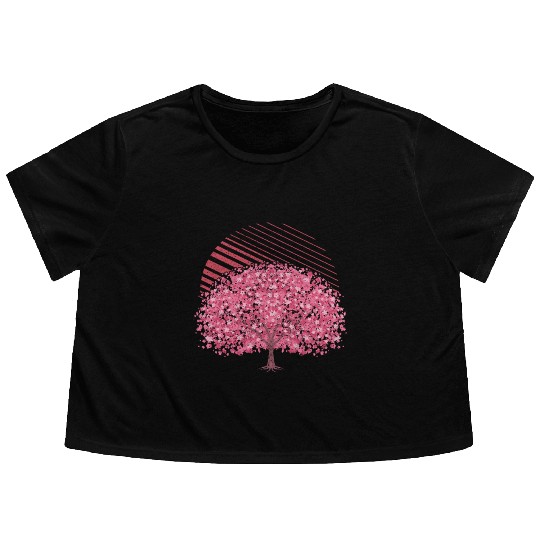 cherry blossom tree gift Japanese Sakura Flowy Cropped Tees