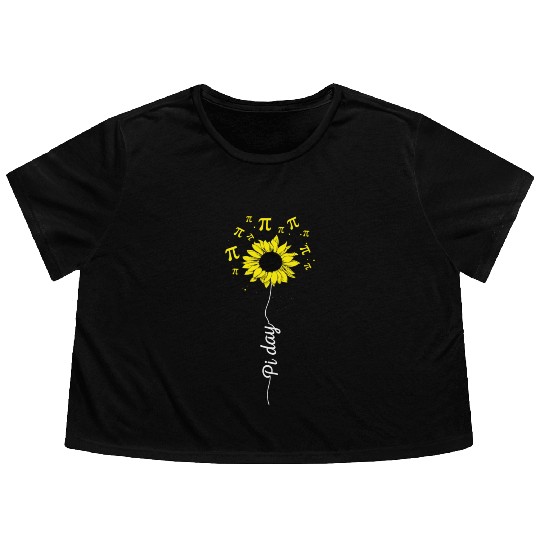 Happy Pi Day Mathematics Math Teacher Sunflower Flowy Cropped Tees