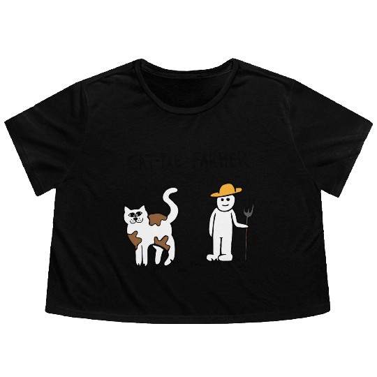 Cattle Cat Farmer Flowy Cropped Tees