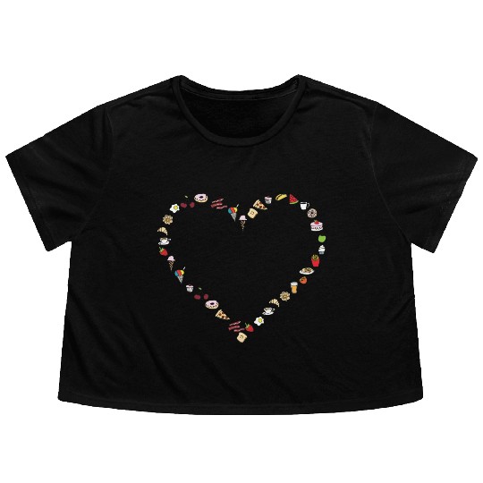 I Love Food Flowy Cropped Tees