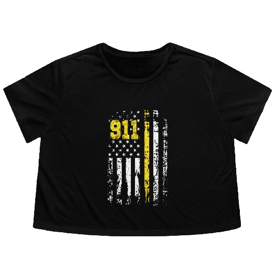 Dispatcher 911 Usa Flag Dispatcher Back Print Flowy Cropped Tees