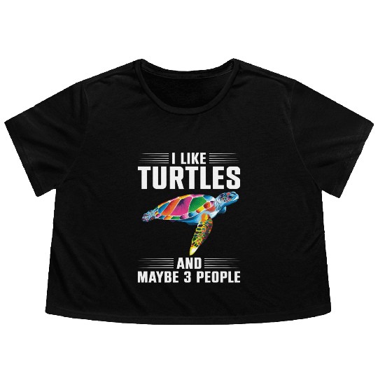 Sea Turtle Tortoise I Like Turtles Flowy Cropped Tees