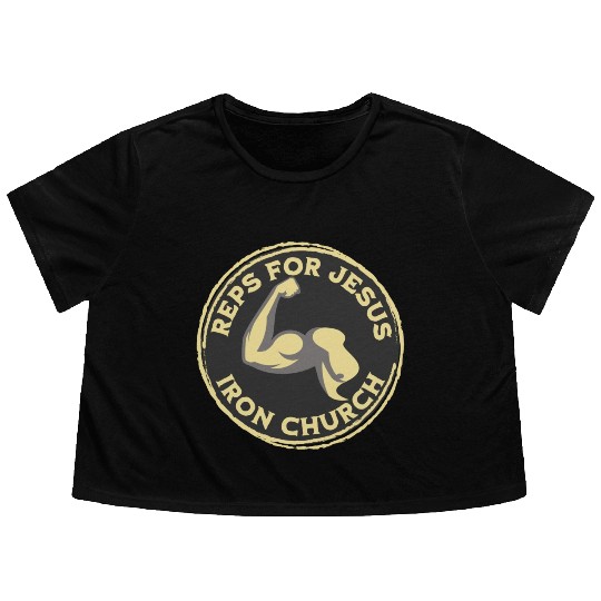 Reps for Jesus Church Bodybuilder Flowy Cropped Tees