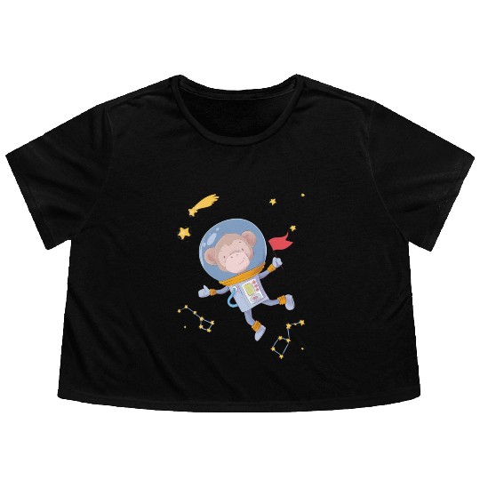 Astronaut Space Monkey Galaxy For Flowy Cropped Tees