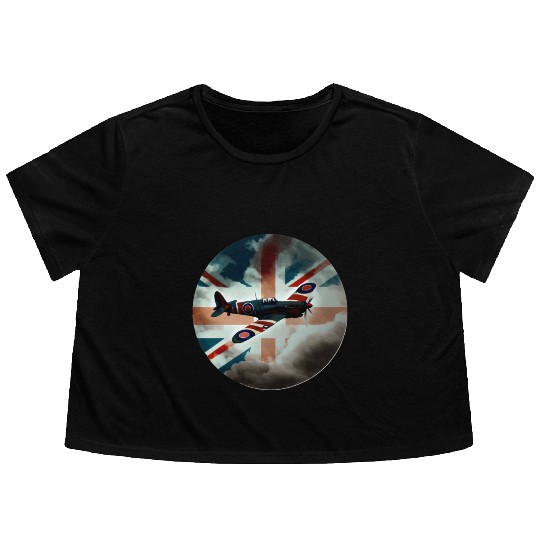 Spitfire Airplane Fighter Plane England UK Flowy Cropped Tees