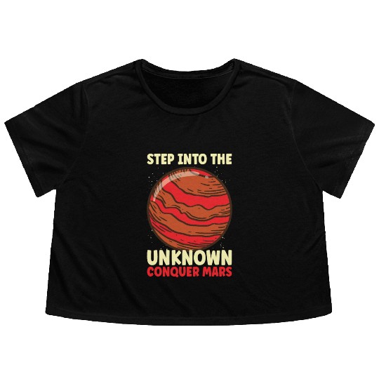 Mars Explore Astronaut Astronomy Solar System Flowy Cropped Tees