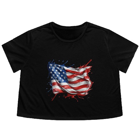 American Flag Flowy Cropped Tees