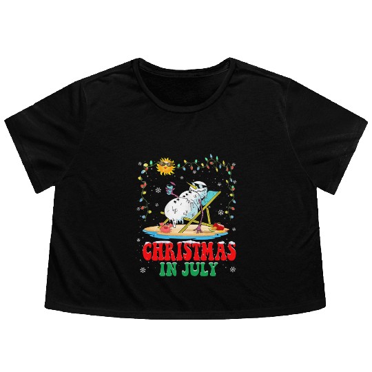 christmas in July snowball Xmas Summer Flowy Cropped Tees