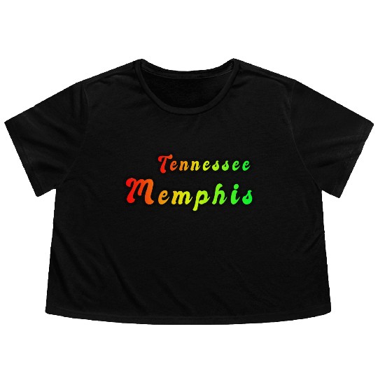 Memphis Tennessee rainbow design Flowy Cropped Tees
