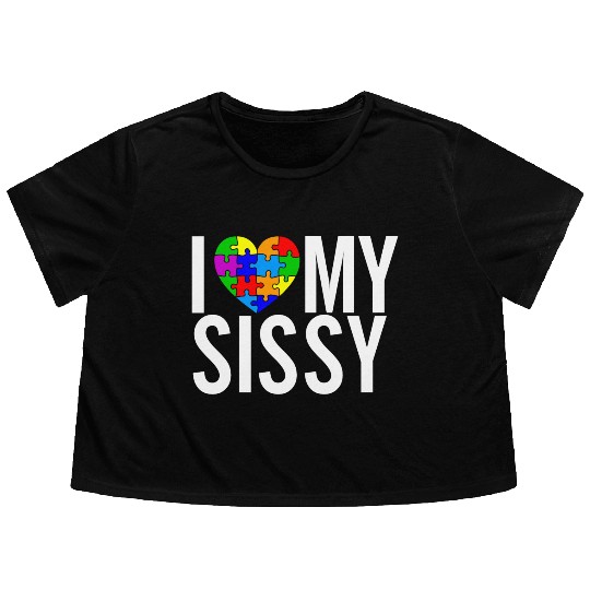 I Love My Sissy Flowy Cropped Tees