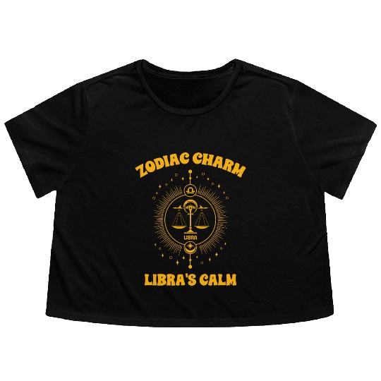 Libra Sign Design Flowy Cropped Tees