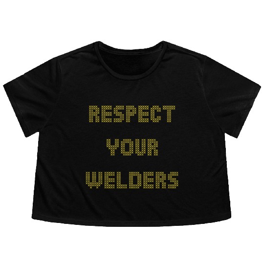 Respect Your Welders Yellow Cross Stitch Flowy Cropped Tees