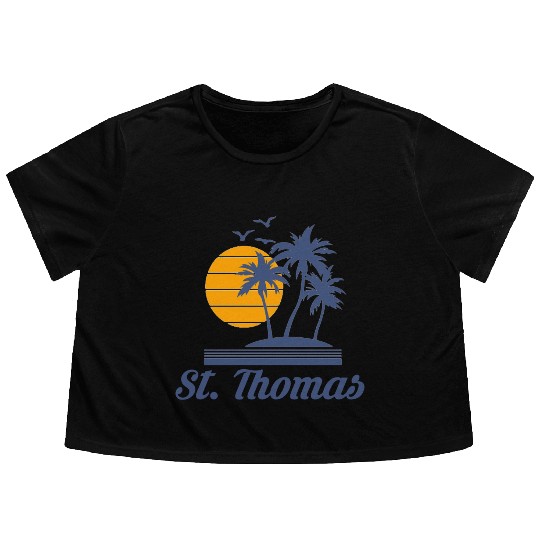 Saint St Thomas Caribbean Island Beach Flowy Cropped Tees
