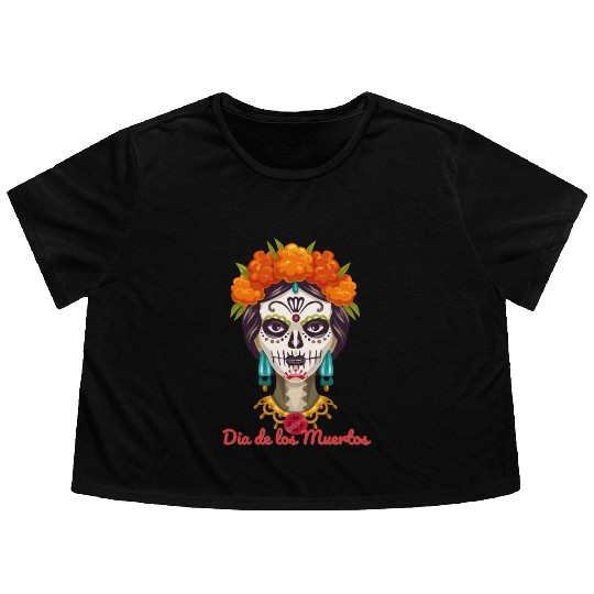 Dia de los muertos Flowy Cropped Tees