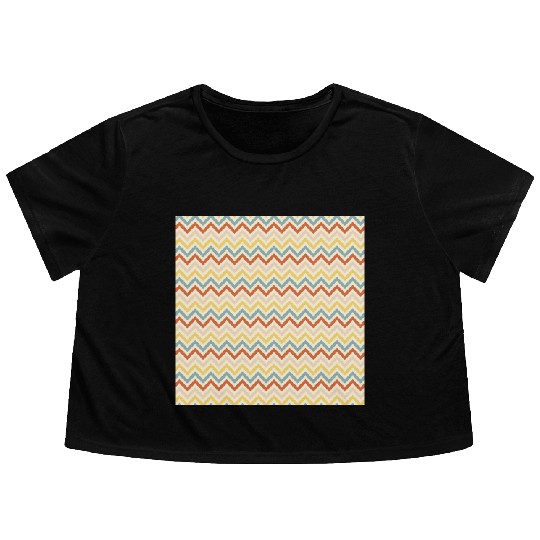 Retro Colorful Chevron Pattern Flowy Cropped Tees