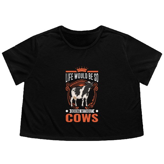 Cow Cattle Breeder Land, Farmer Cows Flowy Cropped Tees