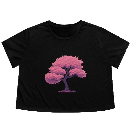 Blooming Sakura tree Flowy Cropped Tees