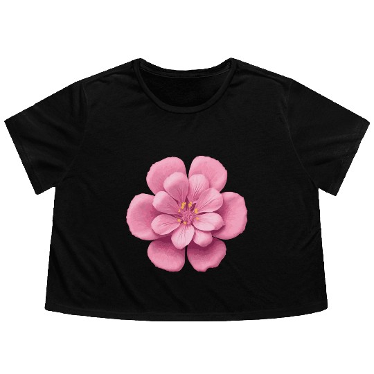 Pink Sakura flower Flowy Cropped Tees